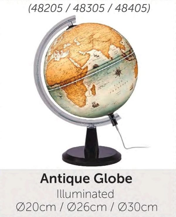 Antique Globe IIuminated 20 cm / 26 cm / 30 cm